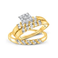 Dijamantna princeza 10kt Žuto zlato Njegova njegova okrugla Diamond Solitaire Usklađivanje vjenčanog