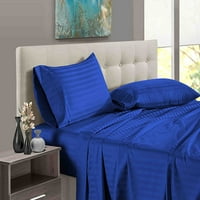 Luksuzni krevet za krevet Deep Džep - Broj navoja - egipatski pamuk - ekstra mekani i luksuzni - kraljevski plavi pruga, dvostruko xxl veličine