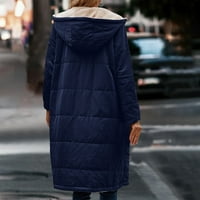 Puffer pamučna dugačka jakna za žene s kapuljačom Sherpa Fleece debeli zagrijani kaputi Zimski kaput