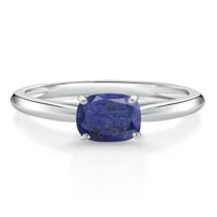 Gem Stone King 10k Bijeli zlatni plavi Lapis Solitaire Angažman prsten za žene