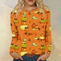 Novi dolasci majice s dugim rukavima za žene casure casual pulover Žene vrhovi grafički otisci posadni vrat dugih rukava nariva narandžastim m