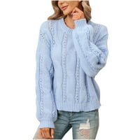 Džemper za pletene pletene žene za žene preveliko elegantne čvrste boje CREWNECK COMFY labavi džemper