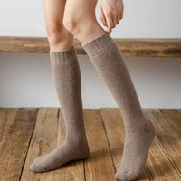 Vunene kalf čarape Žene jesenje i zimske čarape sa dodatnim gustim vunenim prstenom za toplu i koljeno