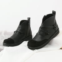 QXUTPO ženski čizme Moda Jesen Debeli Jedinstveni kvadratni potpetica sa zatvaračem kratkih cipela za