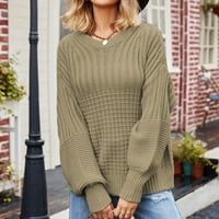 Ženska modna okrugla vrat Ženska pletiva od pune boje, vanjska trgovina Labavi pulover džemperi za žene