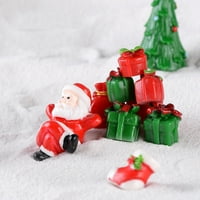 Anvazise Božić Santa Snowman Train Mini figurice DIY Fairy Pejzažni ukras Santa 11
