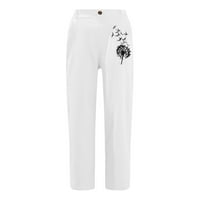 Oalirro print pantalone za ženske uredske džepove struka Bijele hlače za žene trendi ljeto l