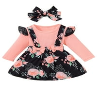 Niuer Baby cvjetni ispis rufffet odijelo odijelo elastični struk vrh suknje + majica za glavu pune boje