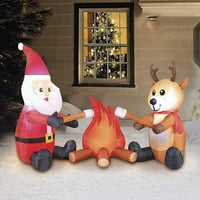Poliester na naduvavanje na naduvavanju Chictaile Pretted Campfire Santa i Reindeer Božićni ukras dvorišta