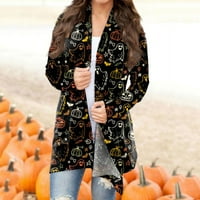 Kardigani za žene Trendy Jesen Lagani Halloween tiskani ženski plus veličine džemperi srednje dužine