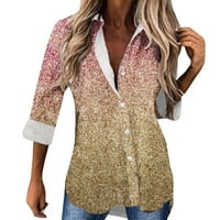 Ženska bluza Ležerne prilike ljetne proljeće Shiny tiskani s dugim rukavima od labavog košulje elegantnog