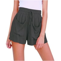 Levmjia ženske kratke hlače plus veličina zazor ljeto vuče pamuk i posteljina elastična džepa za struk