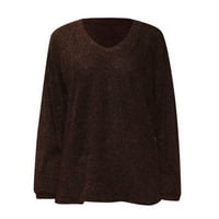 Kali_store džemperi za žene trendi Ženski prevelizirani prugasti džemper s vratom Pleteni pulover TOP