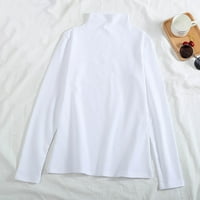 Ženske vrhove Dressy Casual Fall Cute Tops Business T košulje Duge rukave Duks pleteni rub pulover bijeli