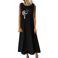 Ljetne haljine na prodaju za žene plus veličine bez rukava digitalna haljina za ispis okrugla vrata
