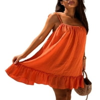 REJLUN Ženske kratke mini haljine Ructe Ljeto plaža Sunduress Solid Color klizne haljine dame casual