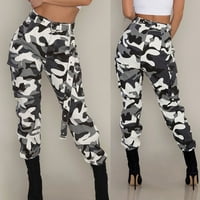 Pgeraug hlače za žene Camo Cargo Hlače borbene hlače Teretne hlače Žene bijele s