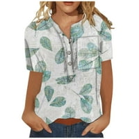 Žene Ljeto Ležerne prilike kratkih rukava Dugme za majicu Okrugli vrat Pulover bluza AQ