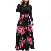DrpGunly haljine za žene modne žene s dugim rukavima cvjetna print duga maxi haljina dame casual haljina