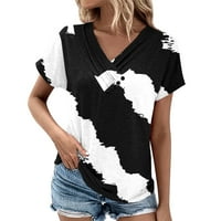 Ženske vrhove Ženska bluza s kratkim rukavima Labavi grafički otisci Košulje V-izrez ljeto crna l