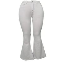 Glonme visoke traperice za žene za žene Slim Fit uredske pantalone casual čvrste traper hlače bijeli