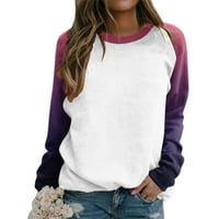 Duksevi za ženski modni bluza za gradijent Raglan CrewNeck Custor Color Print s dugim rukavima Slatka
