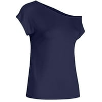 Yuehao T majice za žene Žene Ležerne prilike od ramena vrhovi kratkih rukava s majicom za labavu ljetnu