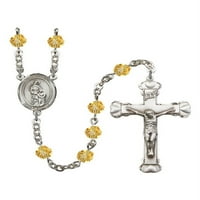 St. Anne srebrna krunica od novembra žuta vatre Polirani perle Crucifi Veličina medaljine šarm