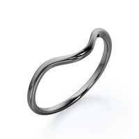 Minimalistički prsten - Dainty zakrivljeni prsten - vjenčani trak - 18K crni zlato prekrivanje srebra