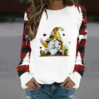 Ženski s dugim rukavima Božićni vrhovi okrugli vrat Boja bloka slatki grafički duksevi pulover