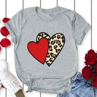 IOPQO grafički tinejdžeri za žene Ženske valentinovo srčane ljubavi tisak tee kratki rukav vrhovi bluza
