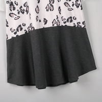TKLpehg Ženske košulje s kratkim rukavima za čišćenje moda opušteno fit ljetni leopard boja blok ispisa