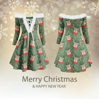 TOTO mini haljine za žene dame bez krznenog ovratnika bez kaiš-up božićnog retro berba s cvjetnim printom