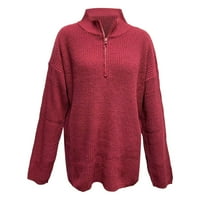 Žene Duks pulover Topli modni Kint Dugi rukav Zip Turtleneck Jesen Zimski džemper Srednja odjeća za