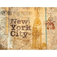 Grafički studio crni moderni uokvireni muzej umjetnosti tiskani pod nazivom - New York razglednica