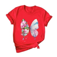 Uublik Fashion Women Butterfly Ispiši kratkih rukava s kratkim rukavima za grafičke vrhove