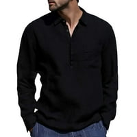 Košulje za muškarce muške povremene čvrste boje V-izrez ovratnik dugih rukava pulover dugih rukava