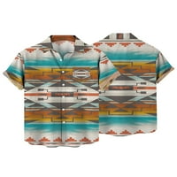 Muškarci Labavi fit majice kratkih rukava Summer Hawaiian gumbe majica Geometrijska tiskana plaža Rever