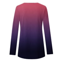 Žene Ležerni gradijentni tiskani gumbi za okrugli vrat s dugim rukavima Iregularna pulover bluza vrhova trendi Fall odjeća košulja bluza dukserica