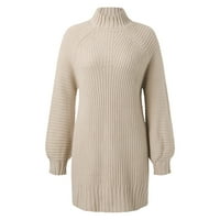 Haljina za batwing dressy džemper za žene jesen zima dugih rukava Turtleneck Solid Book casuare haljina
