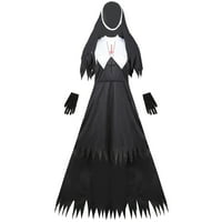 Ženska maskarska zabavna uniforma Nun haljina set crna l