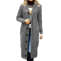 Ženska modna čvrsta boja Dugim rukavima Pletenje dugi džep kardigan džemper kaput ženski džemper kaput