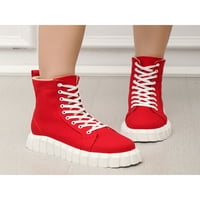 Gomelly ženske čizme za gležnjeve čipke čipke platforme modne čizme visoke vrhunske tenisice crvene 8.5