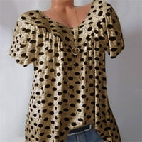 Plus size Ljetni vrhovi za žene Trendy s kratkim rukavima slobodne udobne majice Tunike Ležerne prilike za ispisane vrhove Bluze lagana slatka bluza