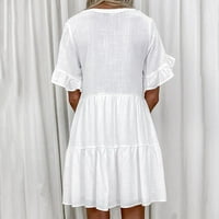 Žene od bijele haljine Ljetna casual haljina cvjetni print casual kratki rukav dress dress dress haljina,