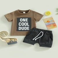 Bagilaanoe Toddler Baby Boy kratke hlače Podesite slovo s kratkim rukavima, majica + kratke hlače 3T