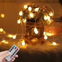 LED svjetla koja upravljaju baterom, 20ft LED globus kuglična žica, topla bijela božićna svjetla, daljinski