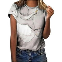 Ženski naklonjeni grafički mramorni print Top i bluza CrewNeck kratkih rukava Summer Fashion Slatka