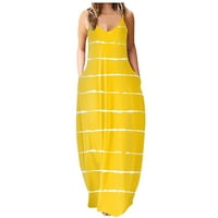 Ženske oblače V-izret Ležerne prilike, Dužina gležnja Maxi Summer haljina bez rukava žuta 4xl