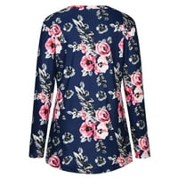 Žene Ležerne prilike lagane V-izrez cvjetni dugi rukav labav vrpca bluza majica